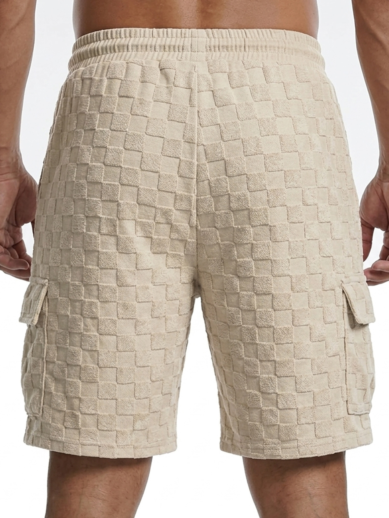 Men's Casual Checkered Jacquard Multi-Pocket Comfortable Shorts