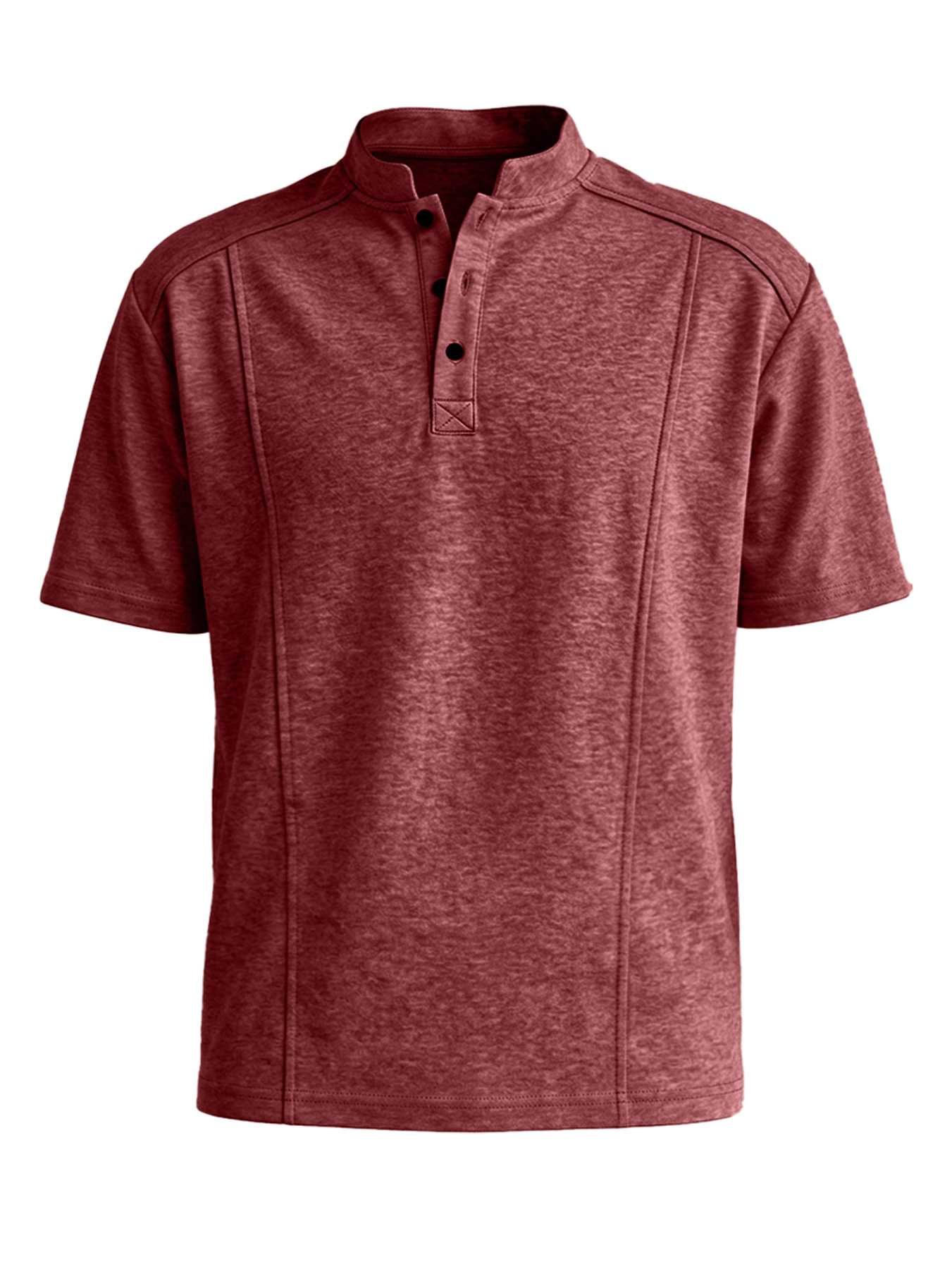 Men's Stand-up Collar Button-down Design Casual Short-sleeved Henley Shirt