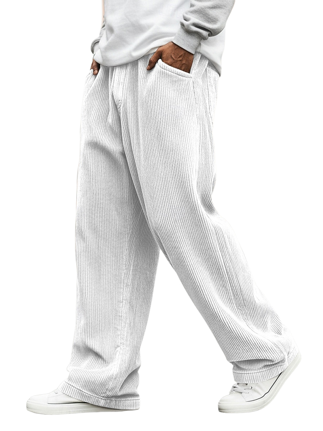 Men's Corduroy Solid Color Casual Loose-fitting Trousers