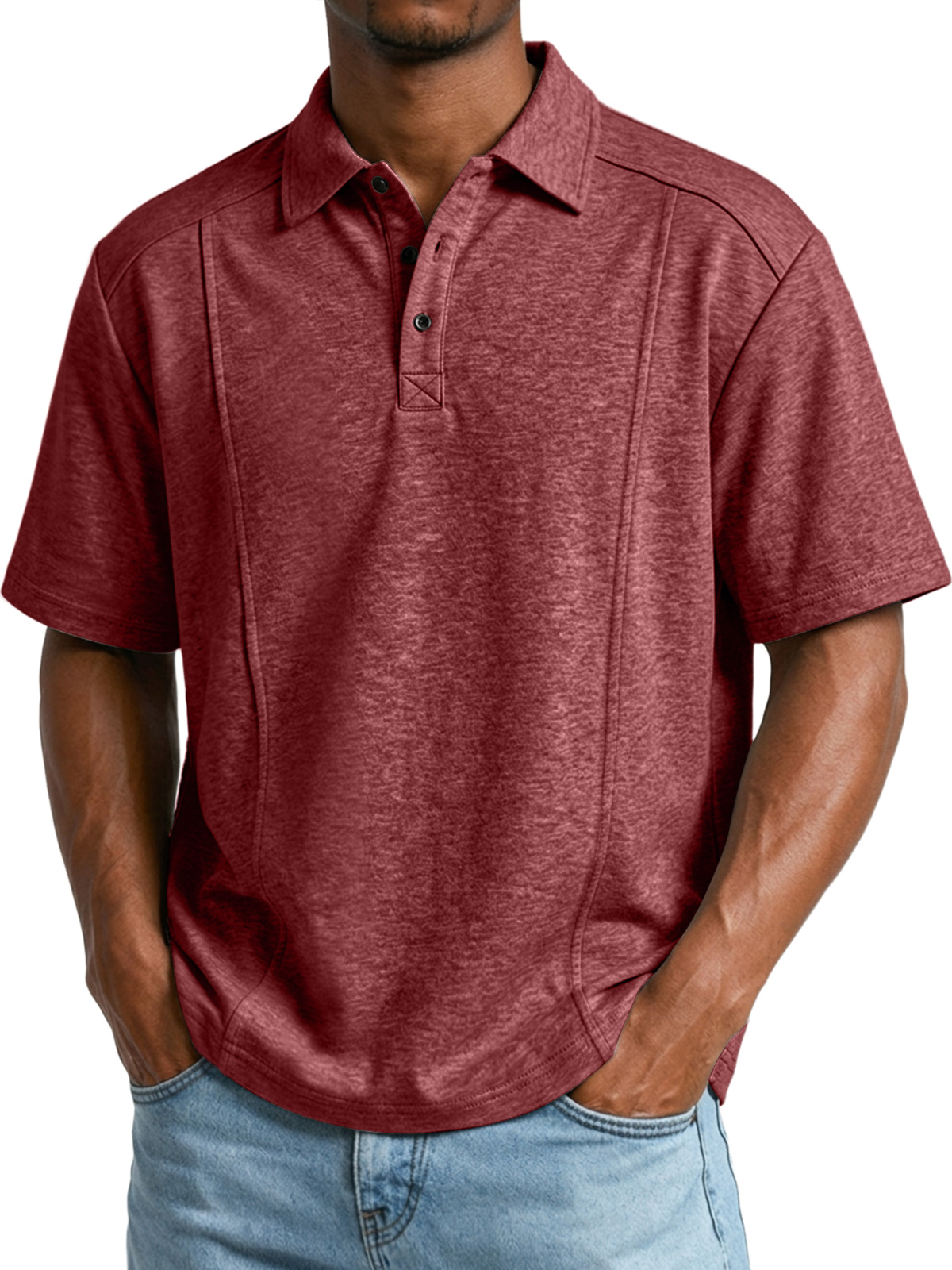 Men's Casual Deconstructed Lapel Short-Sleeve Button-Up Polo Shirt