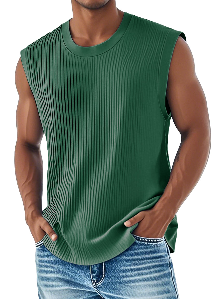 Men's Fashion Casual Comfortable Ribbed Fabric Sleeveless T-shirt