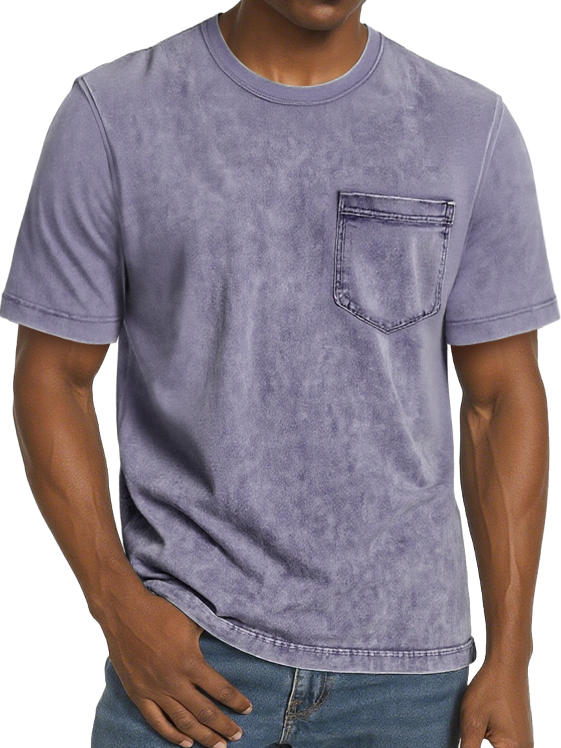 Men's Retro Casual Round Neck Pocket Comfortable Short Sleeve T-Shirt