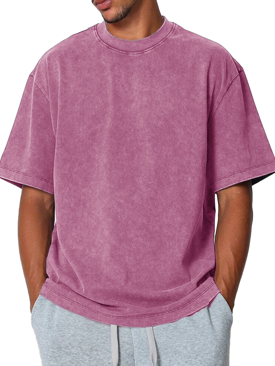 Men's Fashion Casual Retro Distressed Pure Cotton Round Neck Short-sleeved T-shirt
