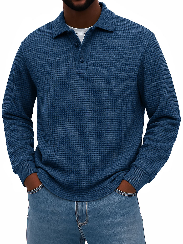 Men's Stylish Casual Corduroy Lapel Long-sleeved Polo Shirt