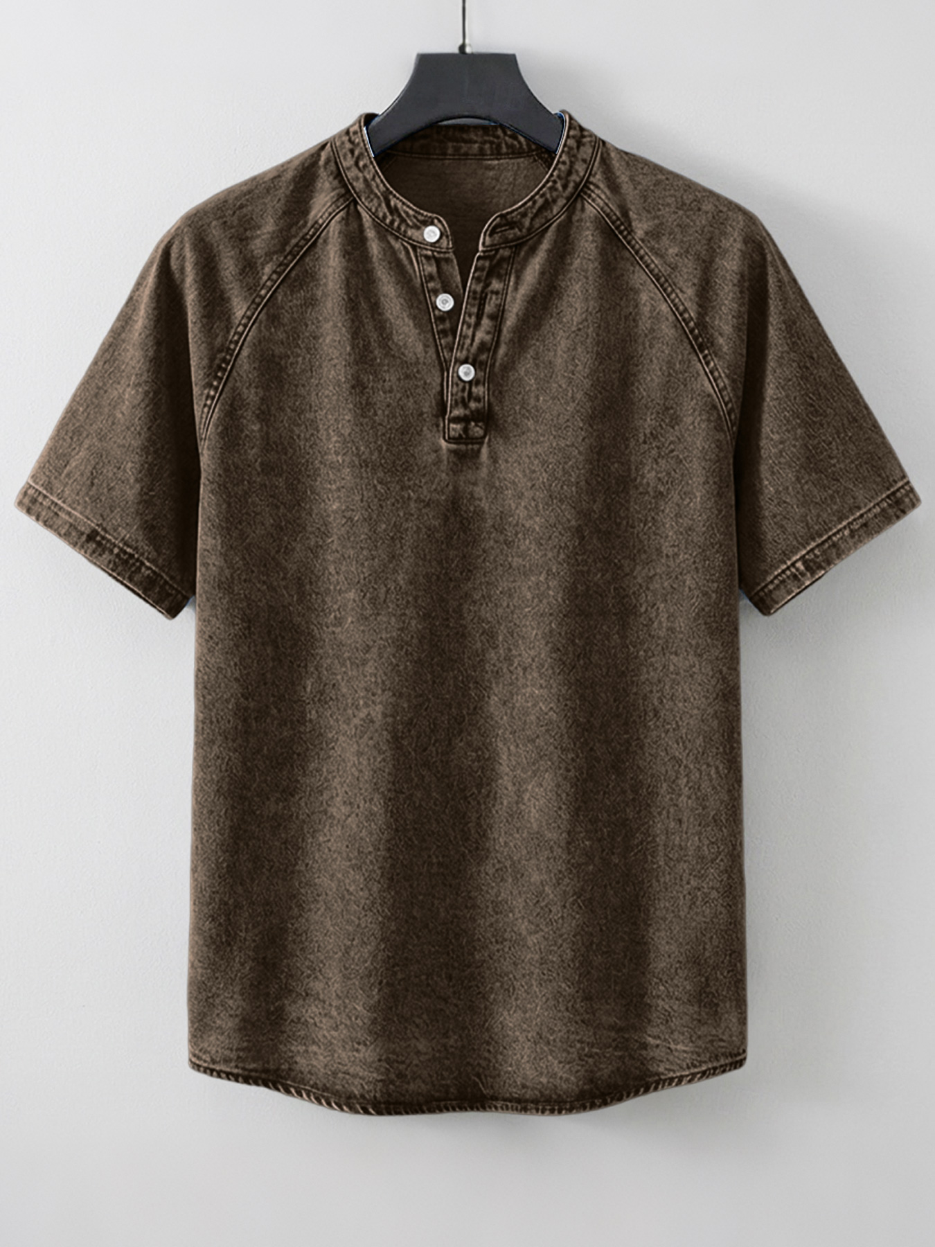 Men's Retro Raglan Casual Short-Sleeve Henley Shirt