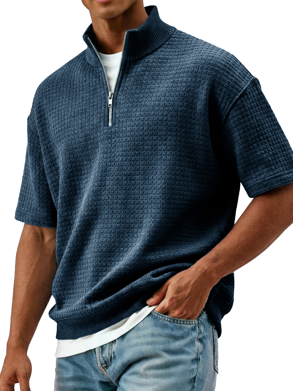 Men's Fashionable Casual Stand Collared Short-Sleeve Polo Shirt