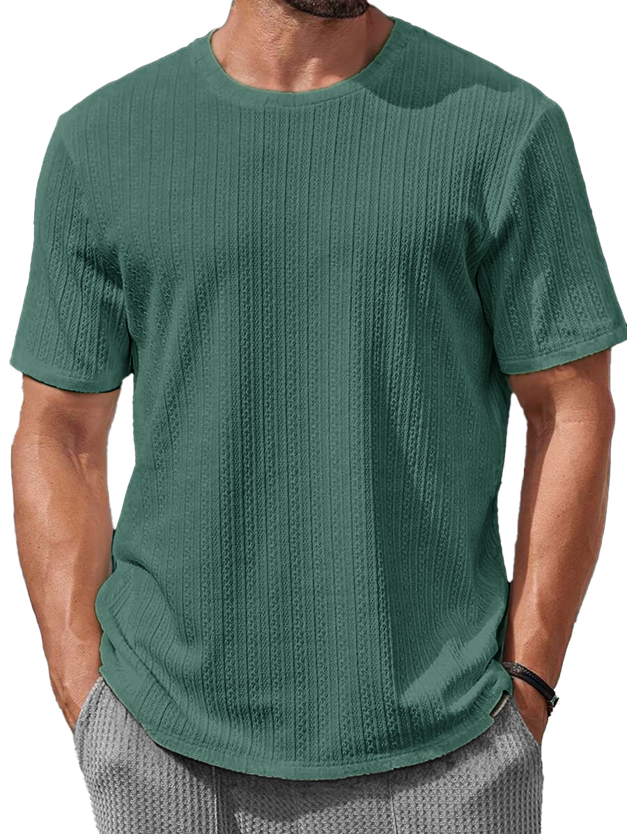 Men's Fashion Casual Jacquard Round Neck Short-sleeved T-shirt