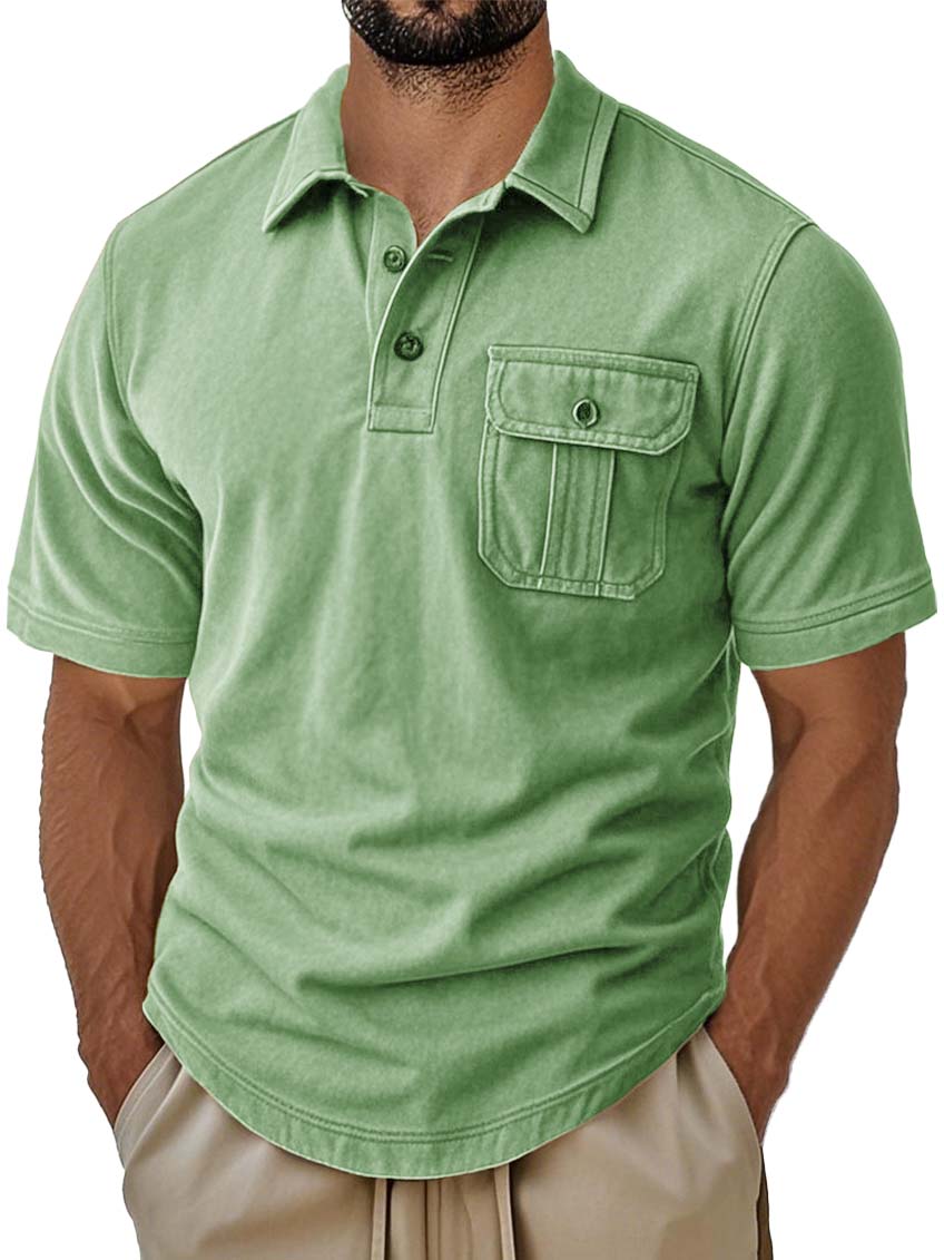Men's Retro Fashion Workwear Lapel Short-sleeved Polo Shirt