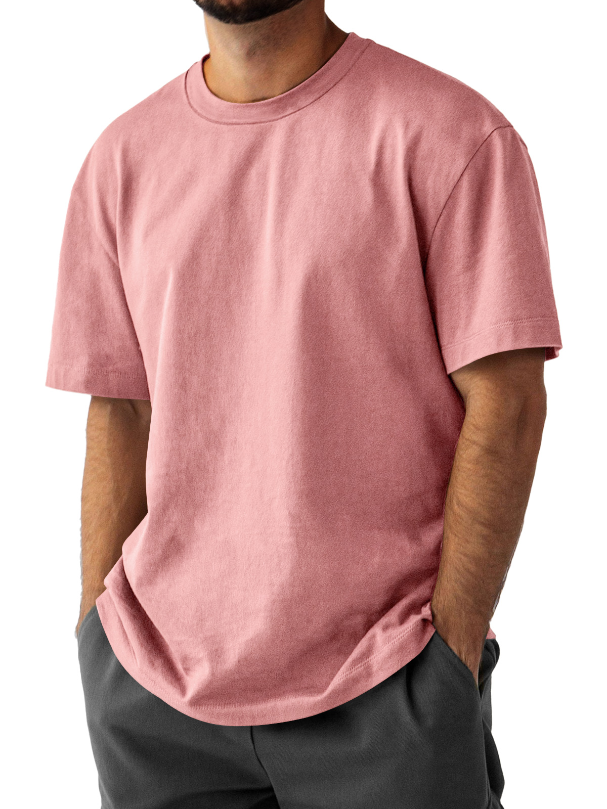 Men's Daily Pure Cotton Round Neck Casual Comfortable Short Sleeve T-shirt