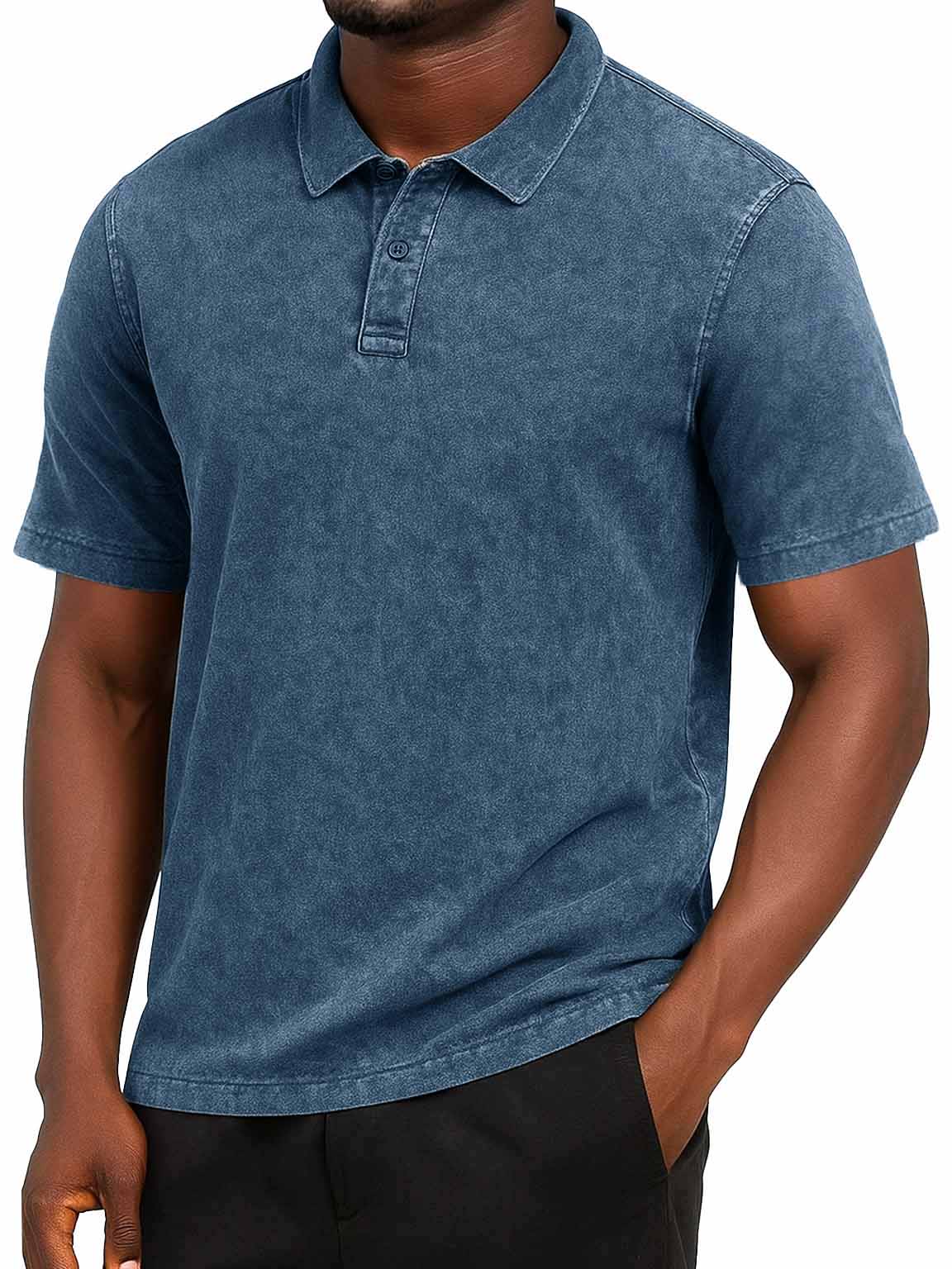 Men's Fashion Retro Distressed Short-sleeved Polo Shirt