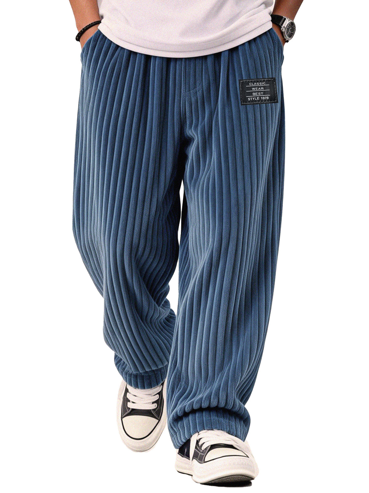 Stylish Casual Loose Corduroy Fabric Pocket Tether Pants