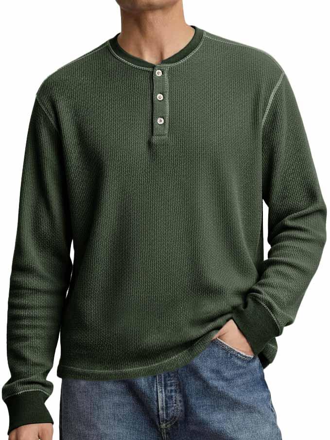 Men's Stylish Casual Long-sleeved Henley Shirt