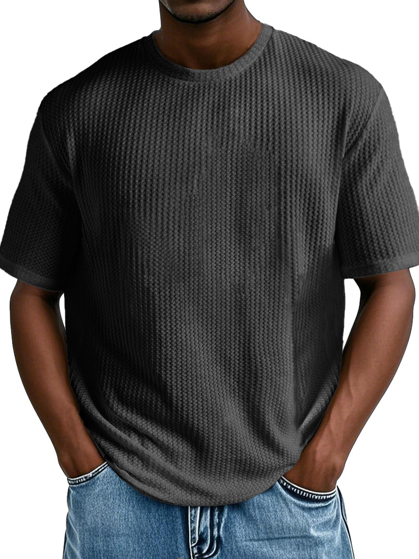 Men's Fashion Casual Short-sleeved Jacquard Fabric T-shirt