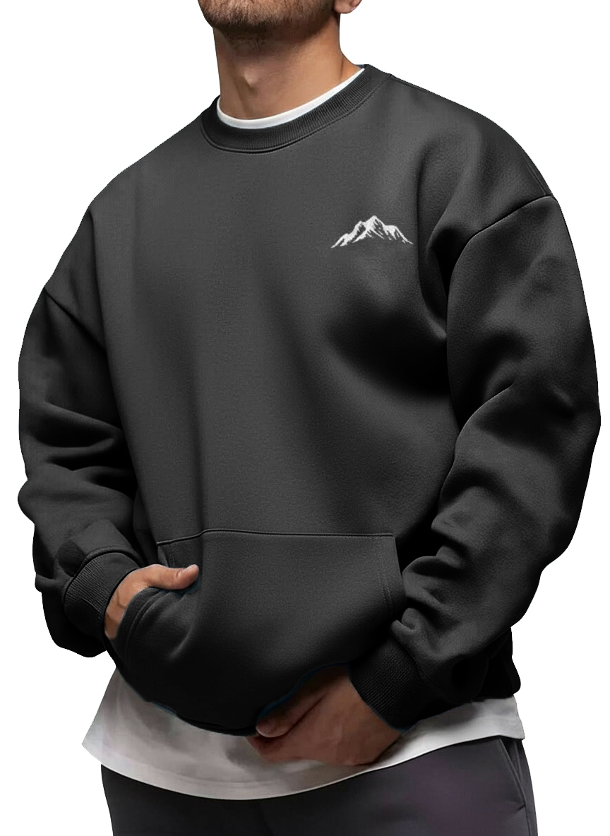 Men's Fashion Casual Printed Crew Neck Long-Sleeve Sweatshirt