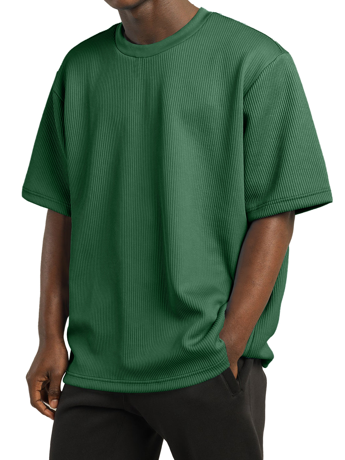 Men's Casual Pit Round Neck Solid Color Short-sleeved T-shirt