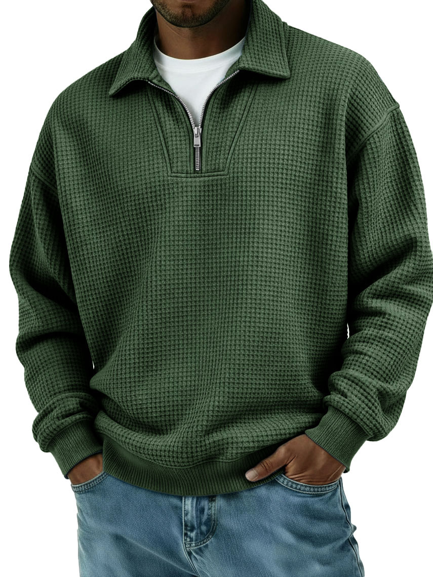 Men's Stylish Casual Loose-fitting Zippered Lapel Long-sleeved Sweatshirt