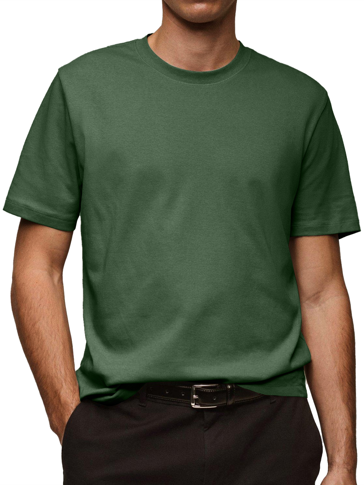 Men's Daily Pure Cotton Round Neck Casual Solid Color Short-sleeved T-shirt