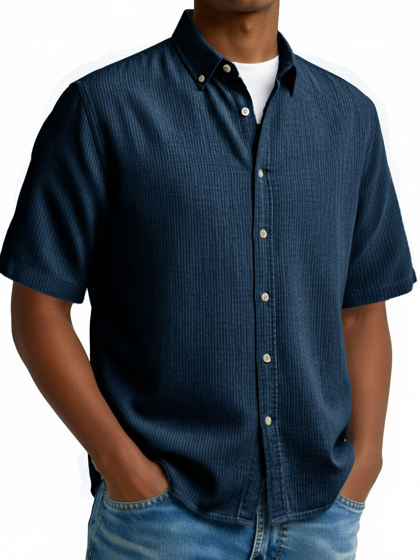 Men's Fashionable Casual Retro Collar Short-Sleeve Shirt