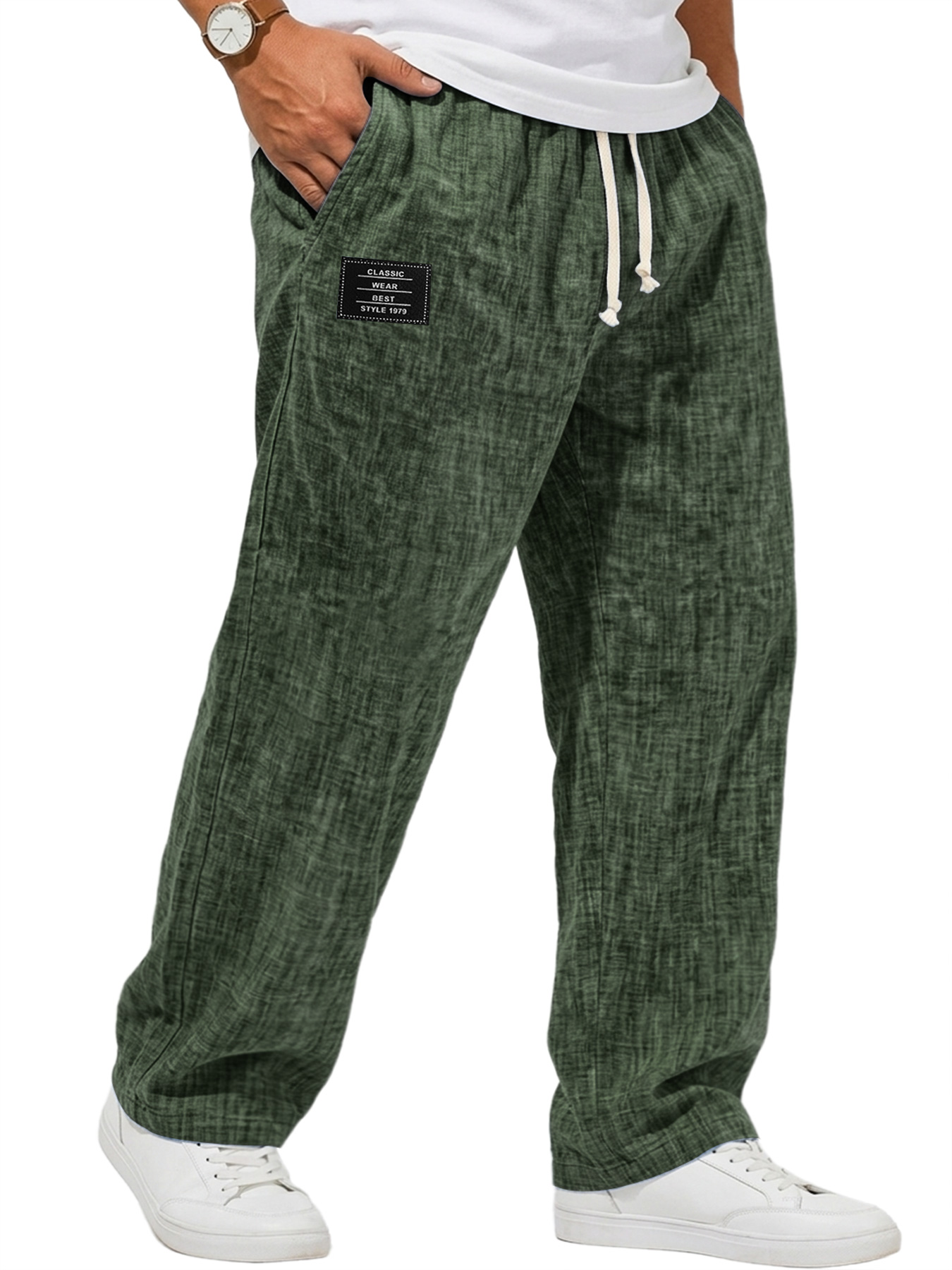 Men's Casual Breathable Embroidered Logo Loose-fitting Trousers