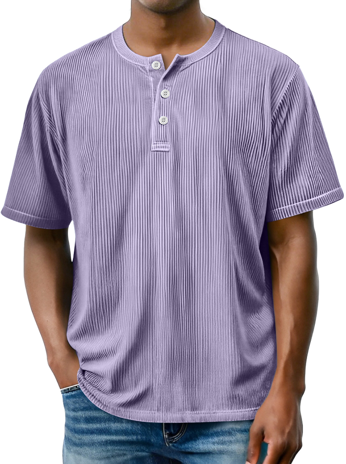 Men's Daily Striped Casual Comfort Short Sleeve Henley Shirt