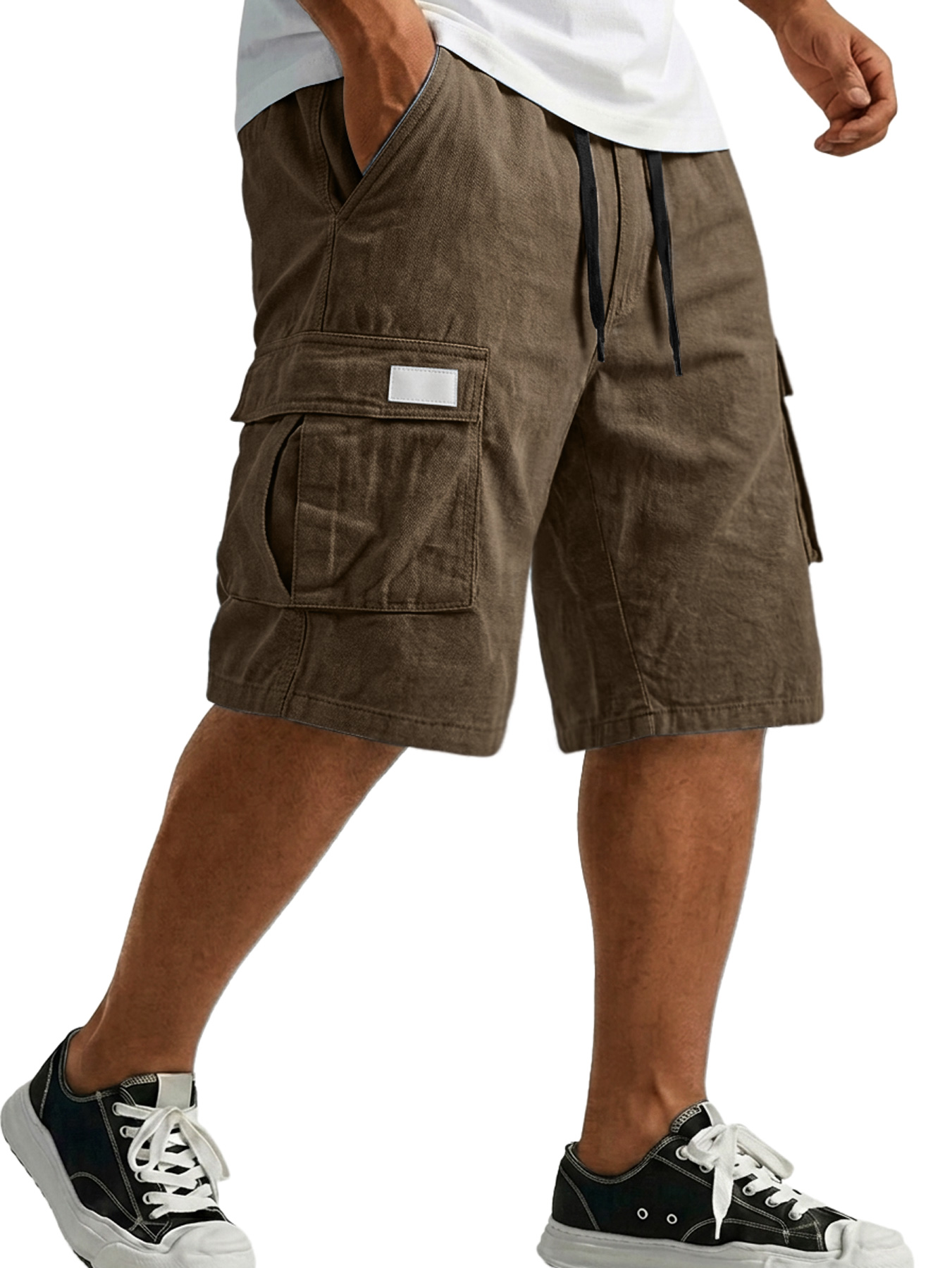 Men's Pure Cotton Multi-pocket Embroidered Leather Label Casual Work Shorts