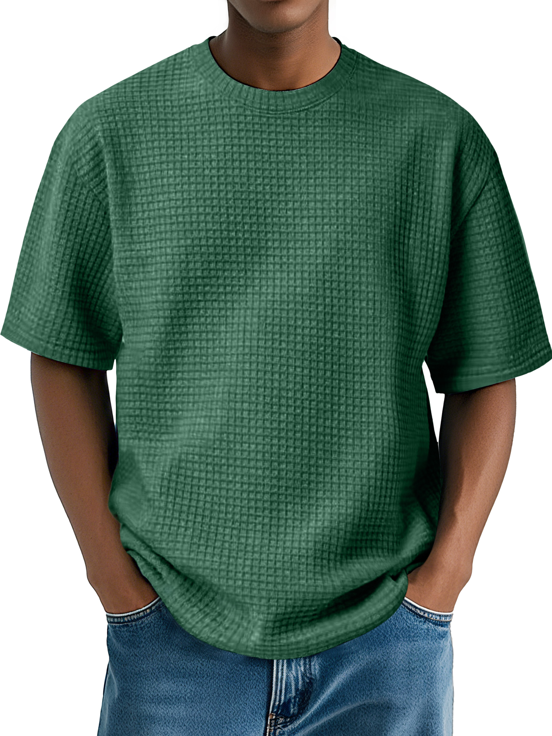 Men's Daily Round Neck Waffle Casual Comfort Short Sleeve T-Shirt