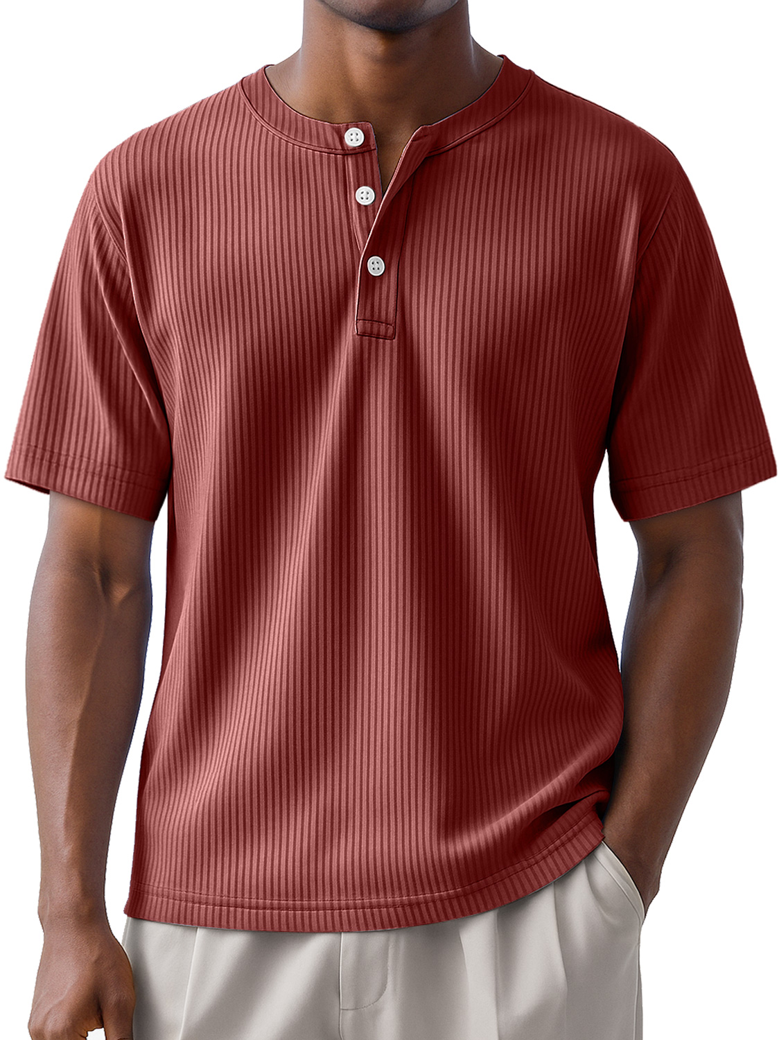 Men's Daily Striped Casual Short Sleeve Henley Shirt