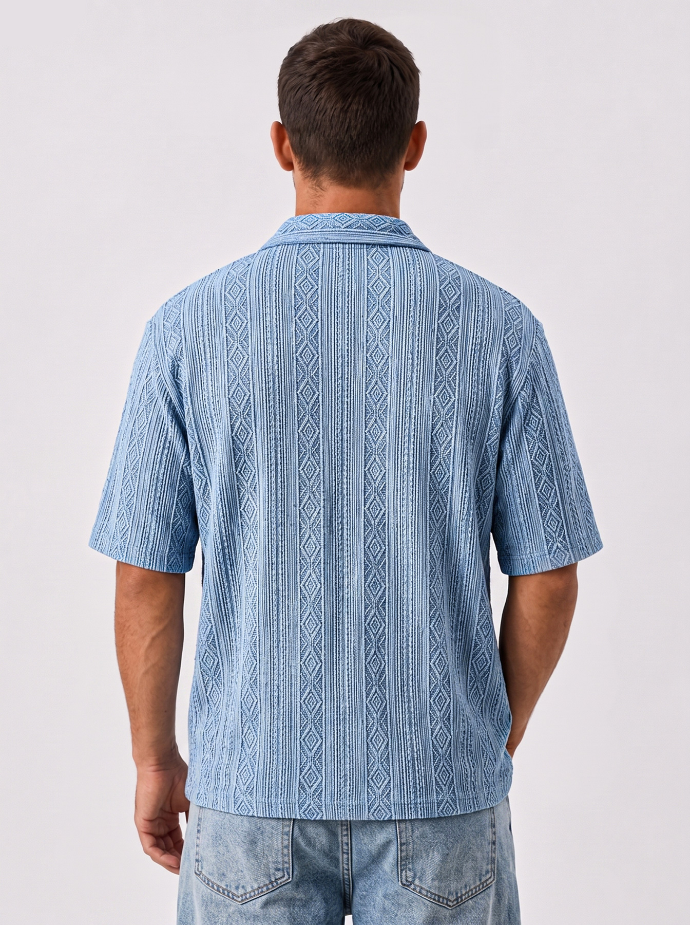 Men's Breathable Jacquard-Texture Casual Short-Sleeve Polo Shirt