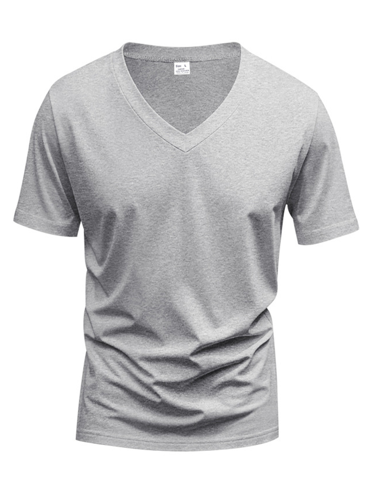 Men's Summer Solid Color Comfortable V-neck Short-sleeved T-shirt