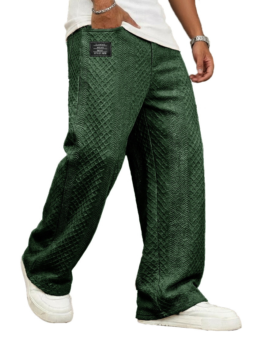 Men's Fashionable Casual Jacquard Fabric Loose Pocket Trousers