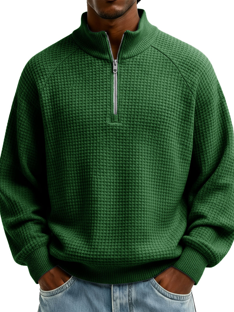 Men's Stylish Casual Loose-fitting Raglan Sleeve Stand-up Collar Long-sleeved Sweatshirt