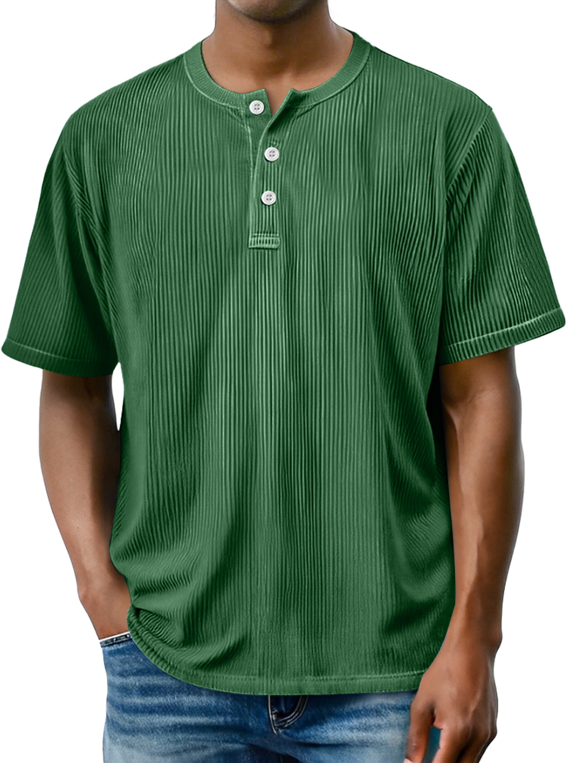 Men's Daily Striped Casual Comfort Short Sleeve Henley Shirt