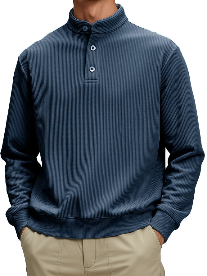 Men's Fashionable Casual Retro Stand Collar Long-Sleeved Top