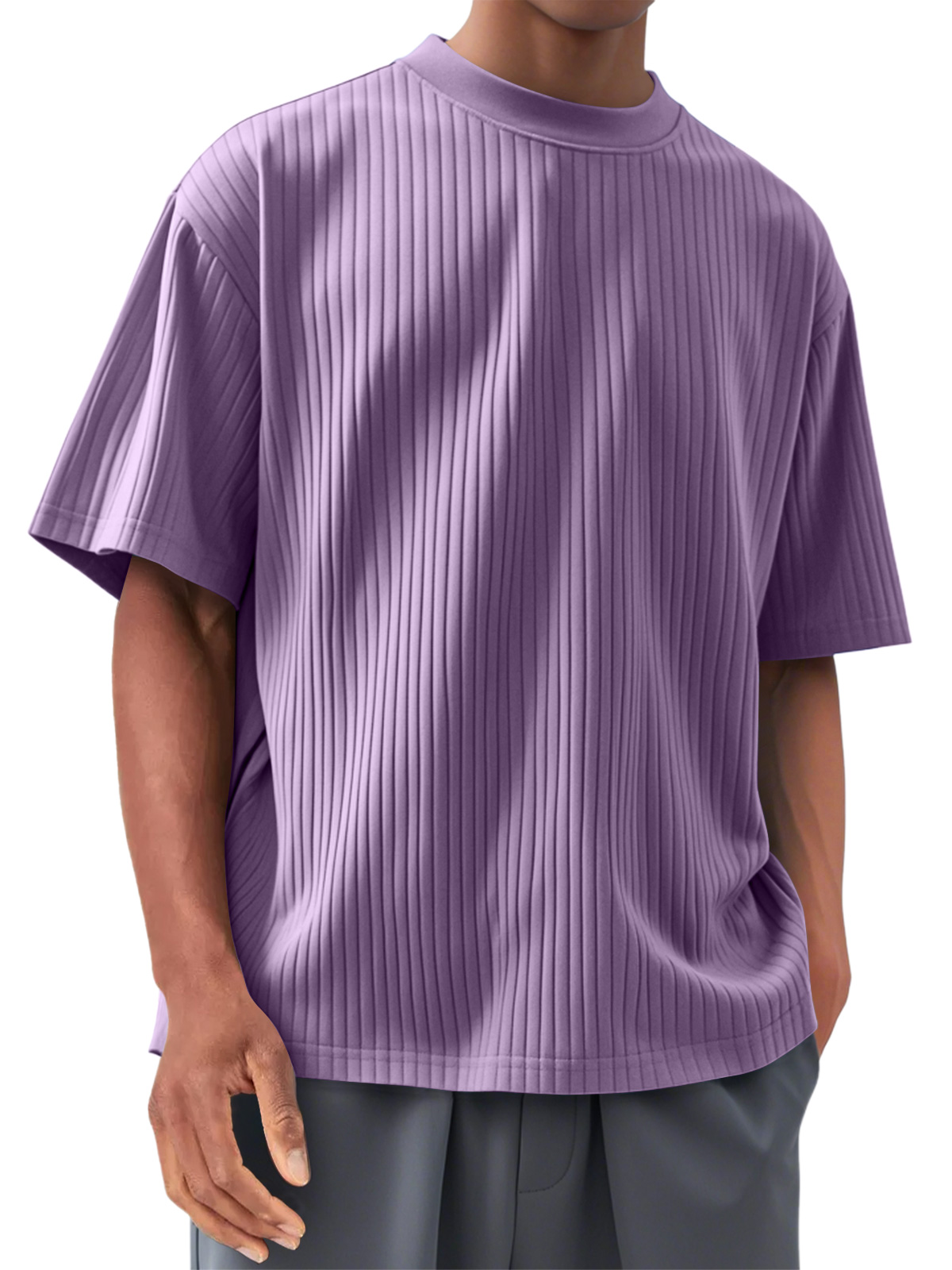 Men's Round Neck Casual Pit Strip Comfortable Short-sleeved T-shirt