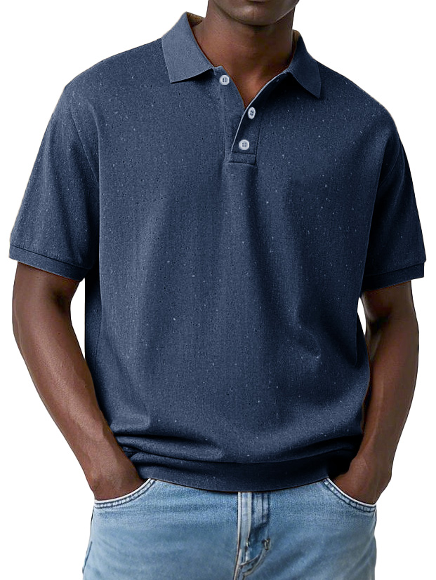 Men's Fashion Retro Distressed Lapel Short Sleeve Polo Shirt