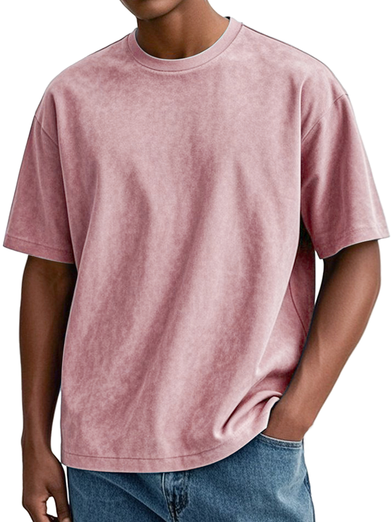 Men's Daily Round Neck Suede Casual Comfortable Short-sleeved T-shirt