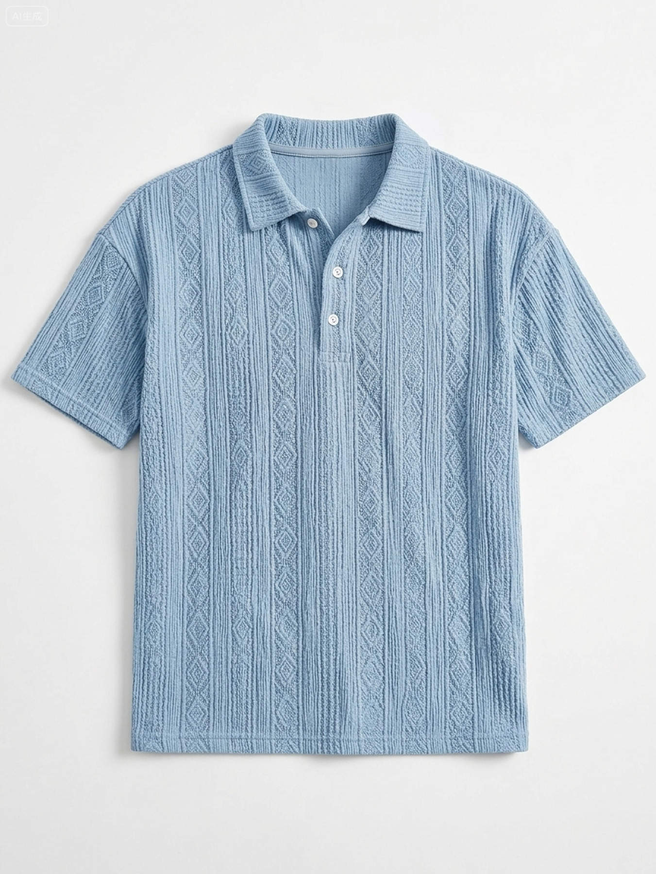 Men's Everyday Textured Collar Button-down Casual Short-sleeved Polo Shirt