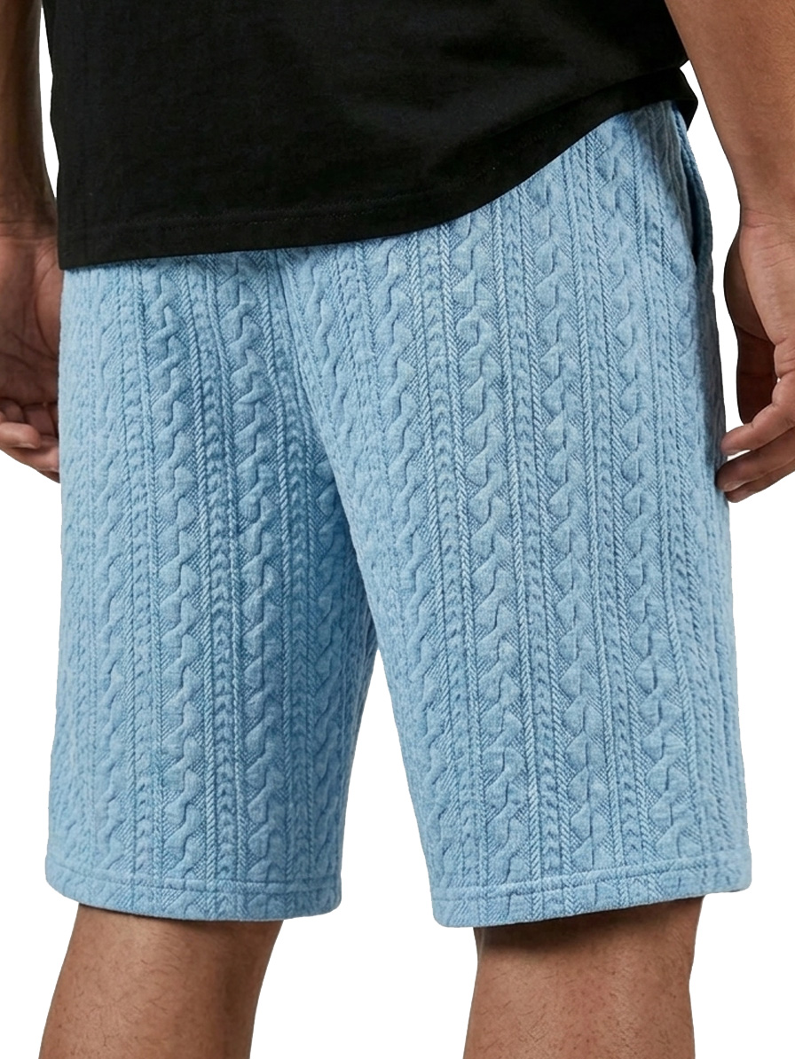 Men's Textured Embroidered Logo Casual Loose Comfort Shorts