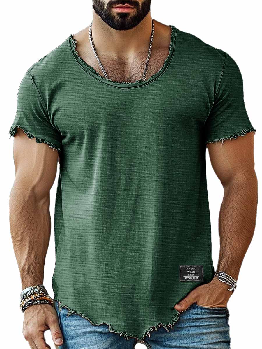 Men's Fashion Retro Embroidered Logo Short-sleeved T-shirt