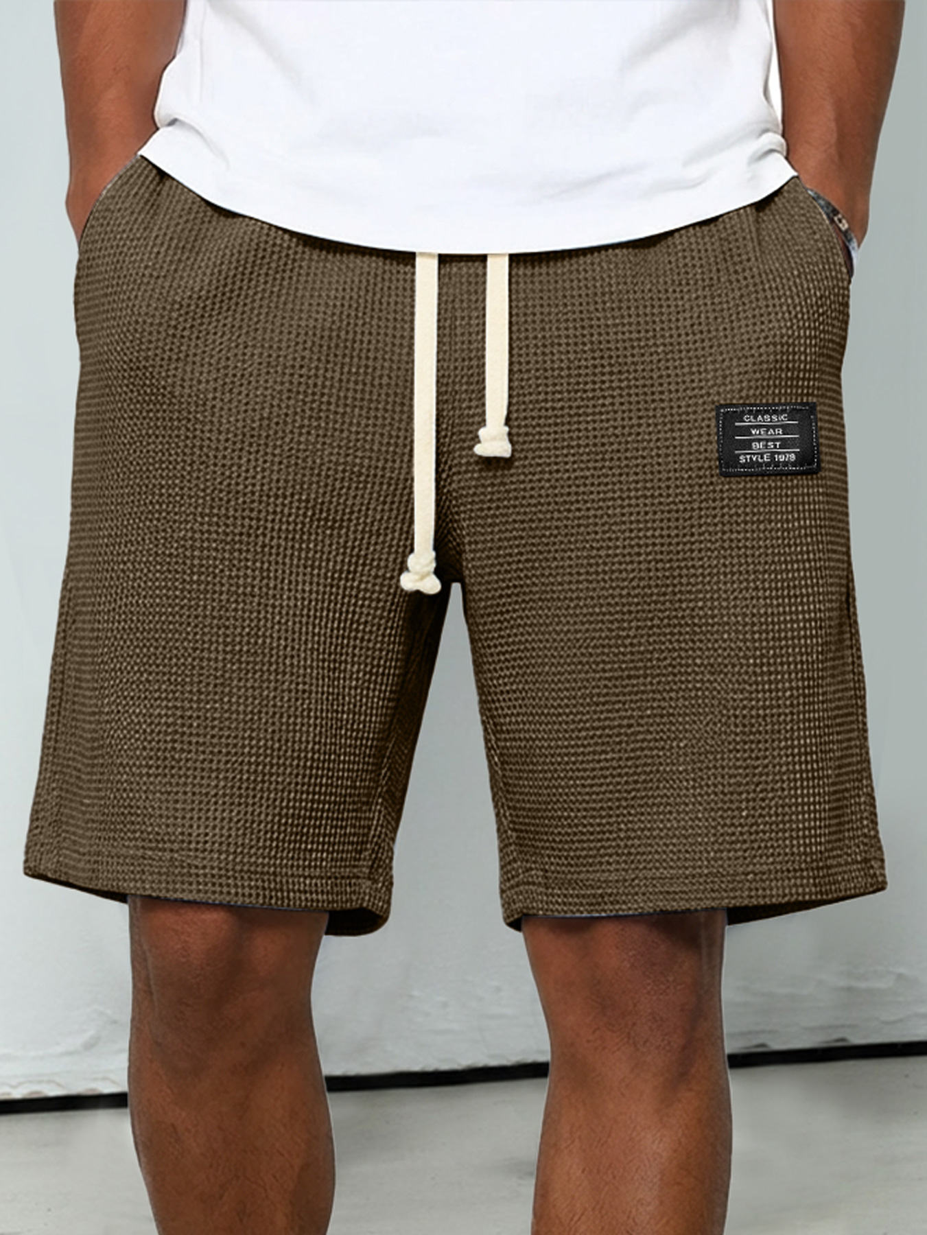 Men's Everyday Waffle-knit Shorts With Elastic Waistband And Logo Detail