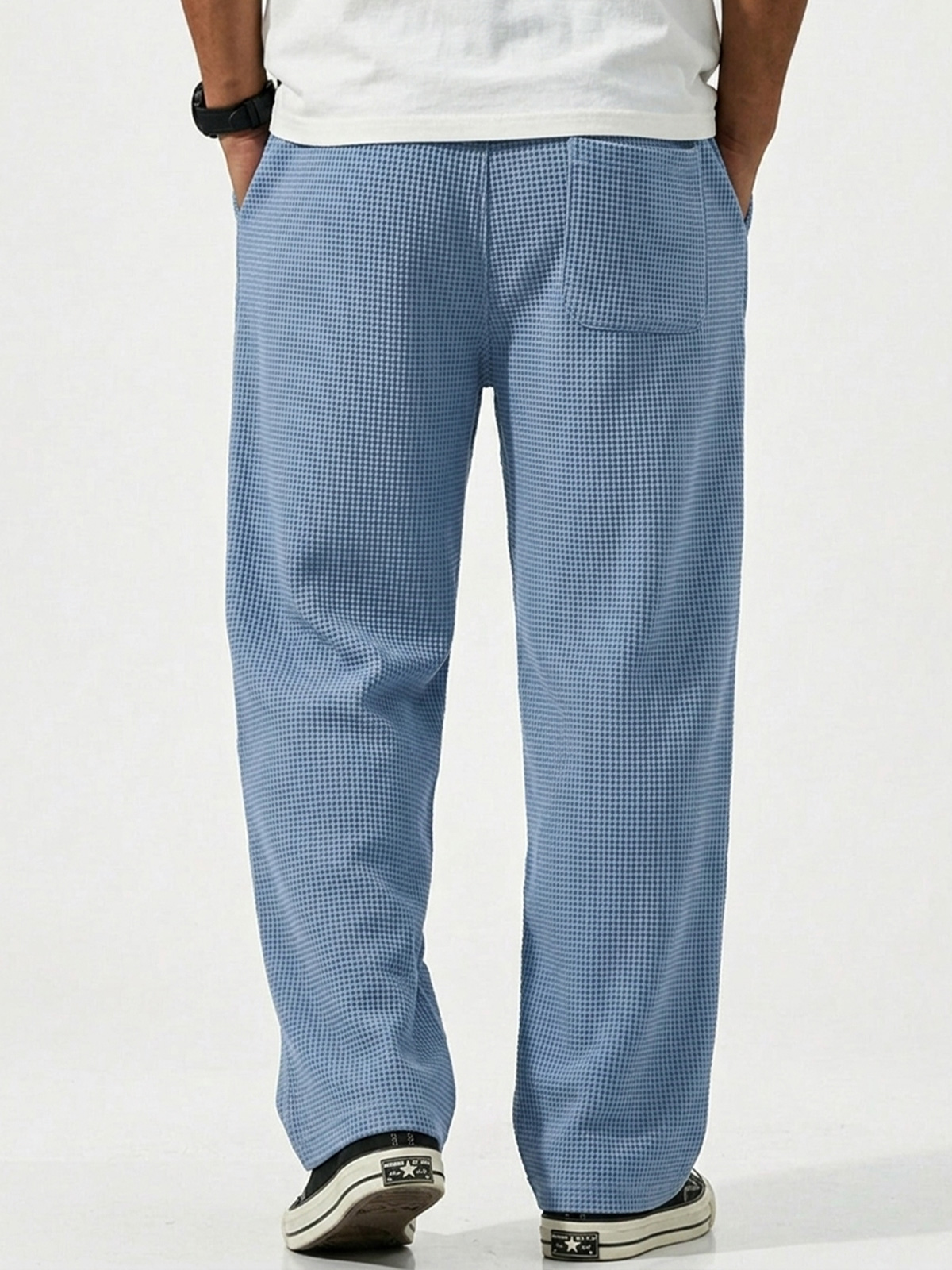 Men's Waffle Breathable Embroidered Logo Casual Trousers