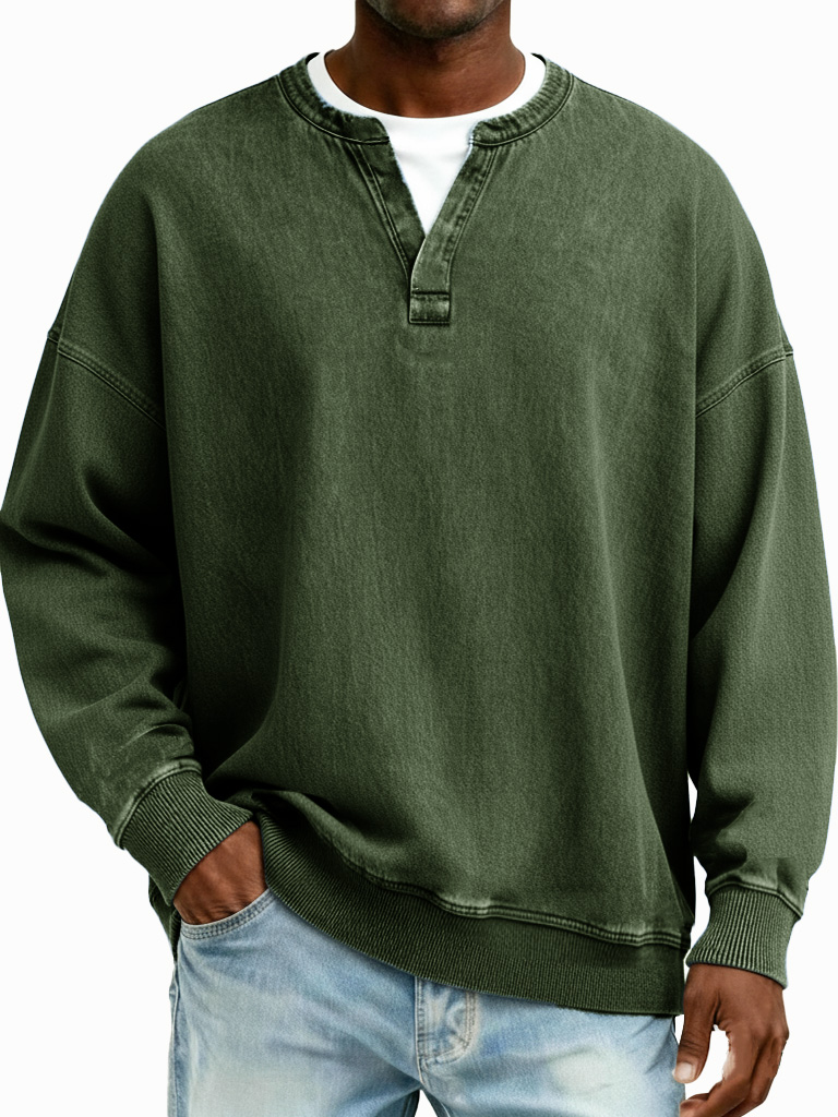 Men's Fashionable Casual Retro Distressed Long-Sleeved T-Shirt