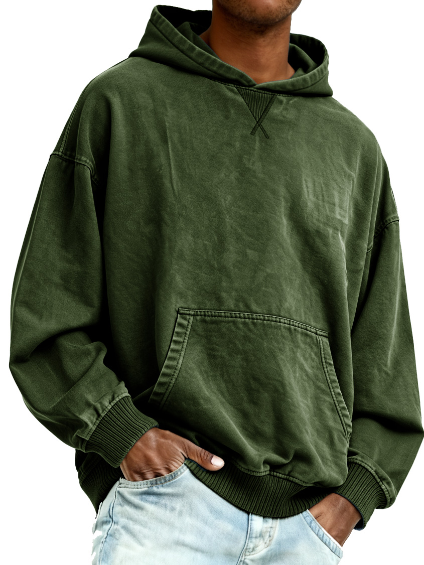 Men's Vintage Fashion Distressed Long-sleeved Hooded Sweatshirt