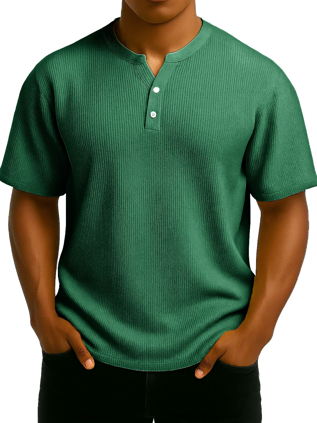Men's Daily Casual Wrinkled Fabric Wide Short Sleeve Henley Shirt