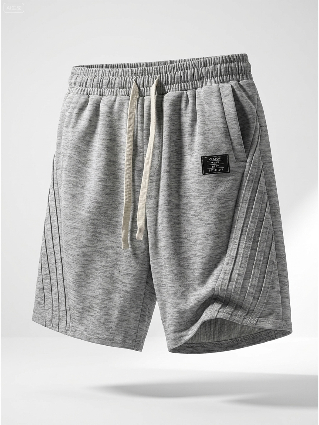 Men's Casual Loose-fitting Shorts With Diagonal Stripes And Embroidered Logo On The Side