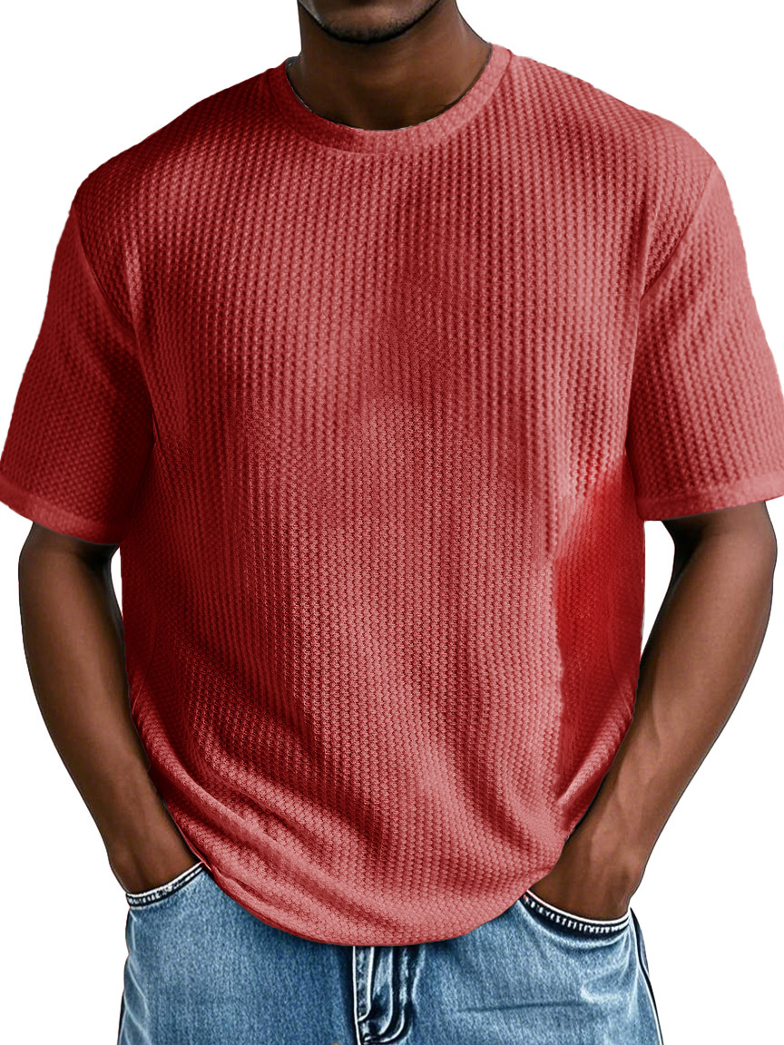 Men's Fashion Casual Short-sleeved Jacquard Fabric T-shirt
