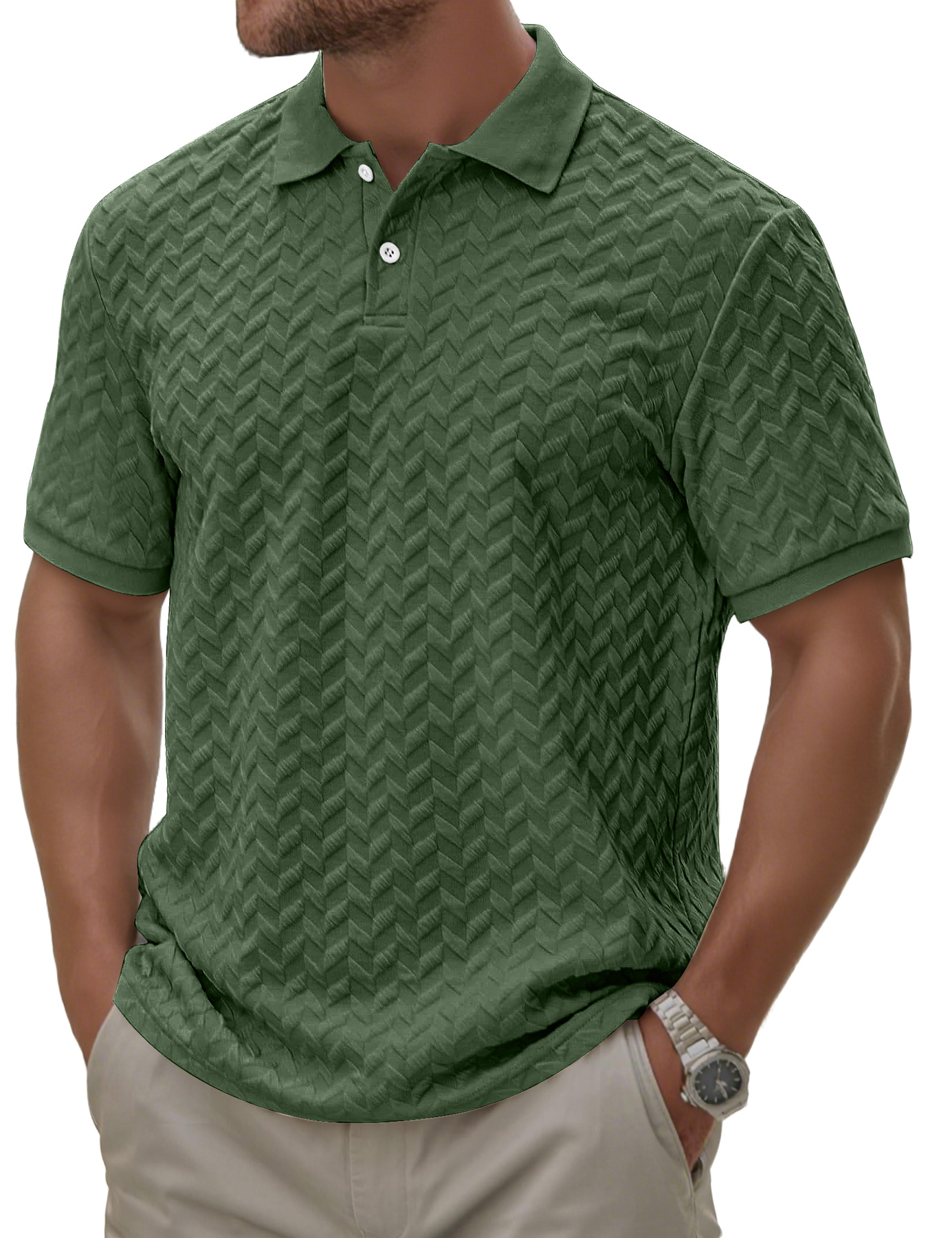 Men's Daily Texture Casual Lapel Button Comfortable Short-sleeved Polo Shirt