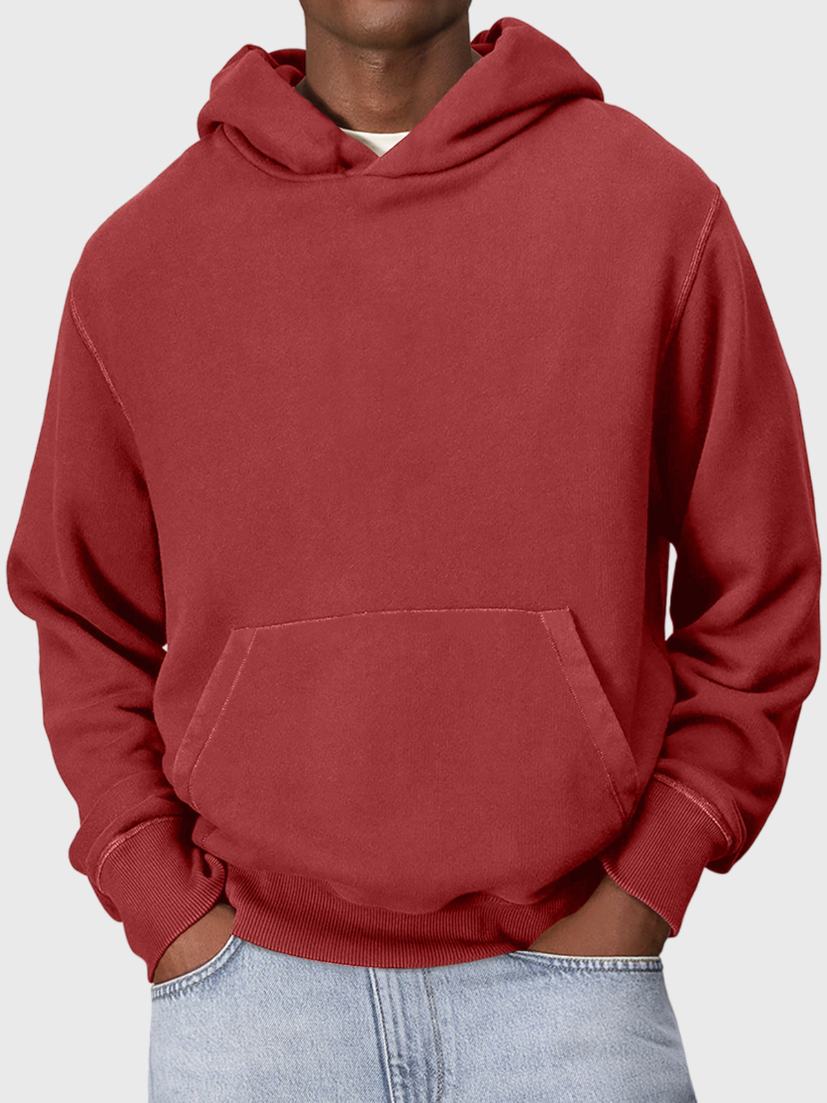 Men's Casual Hooded Solid Color Comfortable Sweatshirt