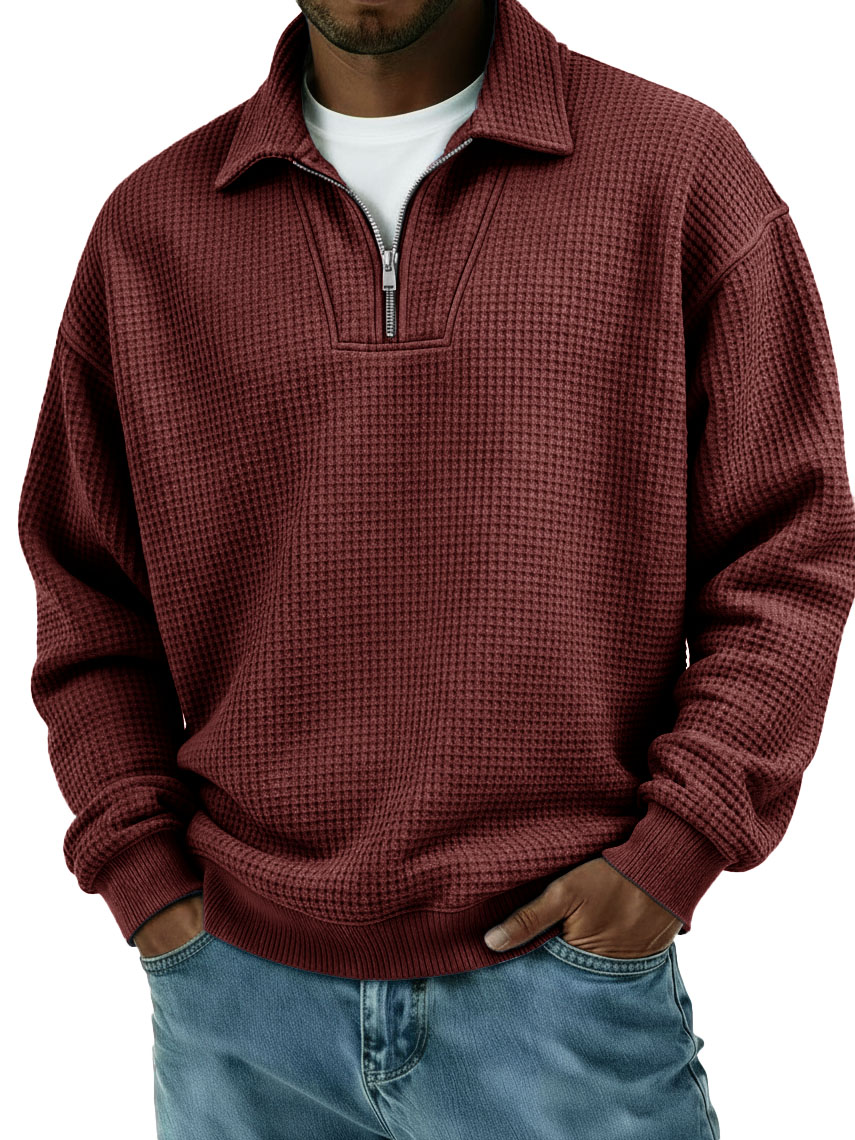 Men's Stylish Casual Loose-fitting Zippered Lapel Long-sleeved Sweatshirt