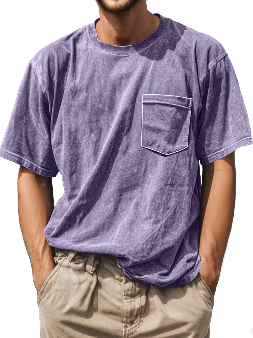 Men's Retro Daily Casual Round Neck Pocket Comfortable Short Sleeve T-shirt